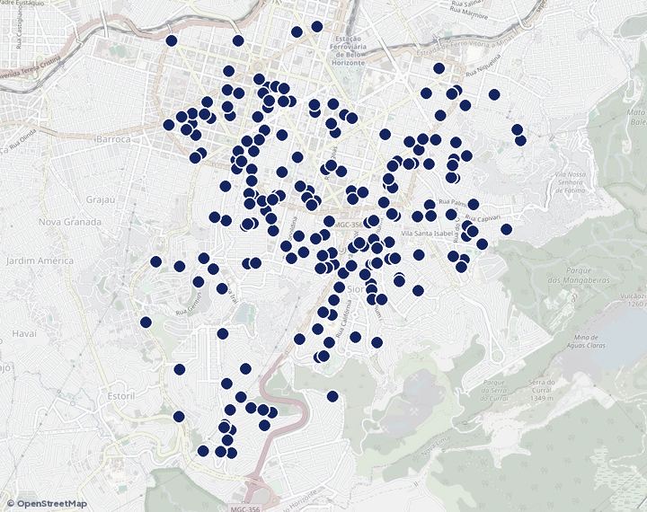 Mapa de Centro-Sul com os empreendimentos