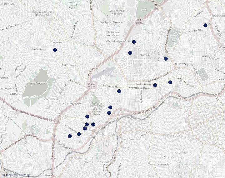 Mapa de Noroeste com os empreendimentos