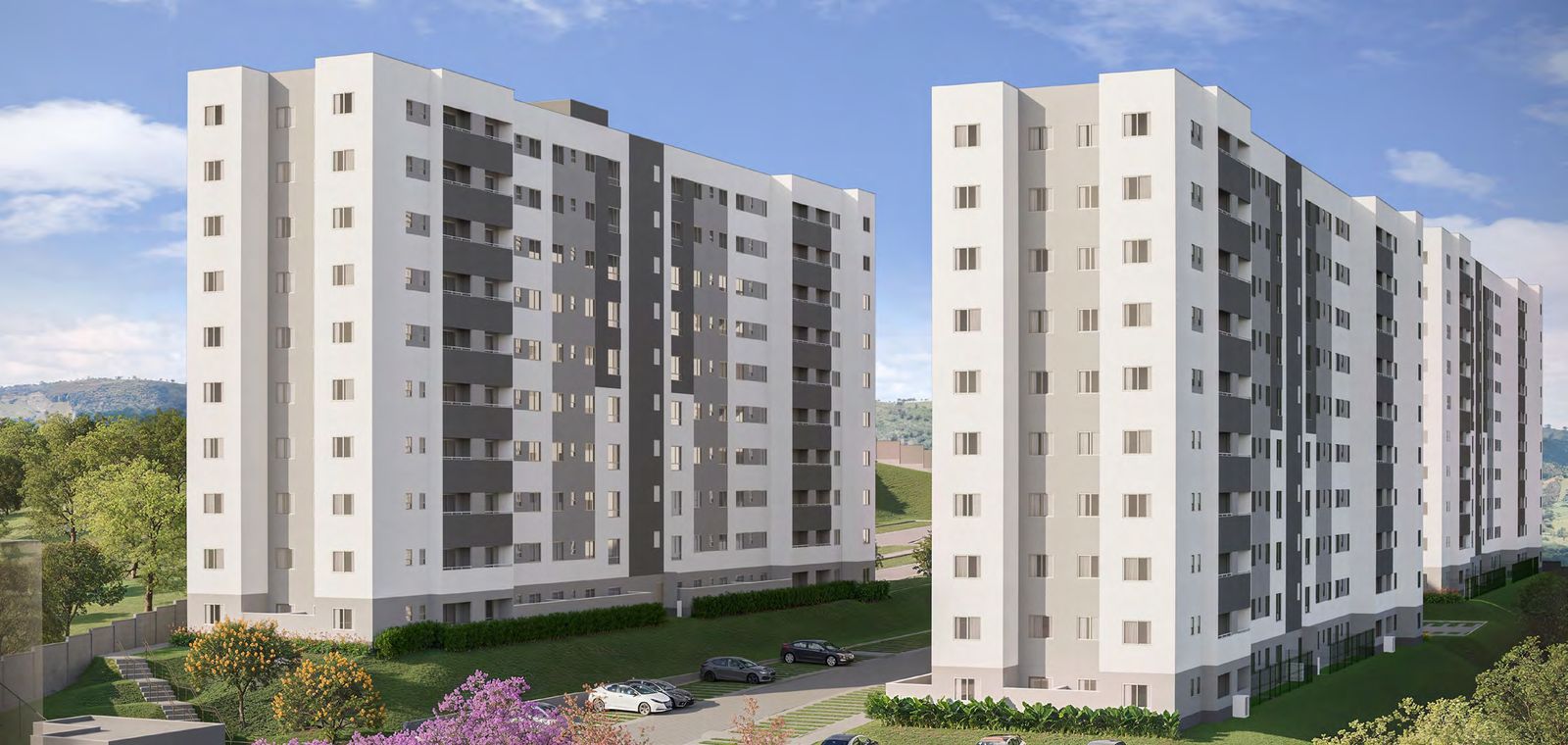 Fachada das torres de 10 pavimentos do Botticelli Residencial